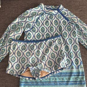 Cabana Life Blue and Yellow Patterned Swimwear